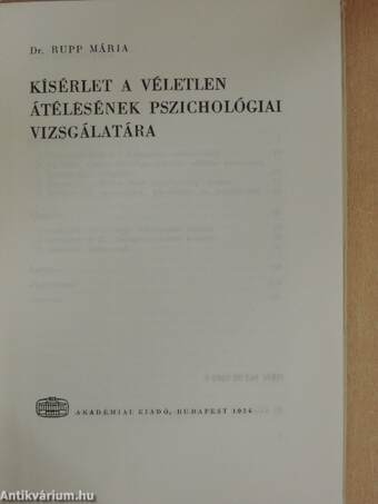 Kísérlet a véletlen átélésének pszichológiai vizsgálatára