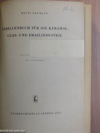 Tabellenbuch für die Keramik-, Glas- und Emailindustrie