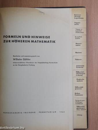 Formeln und Hinweise zur höheren Mathematik