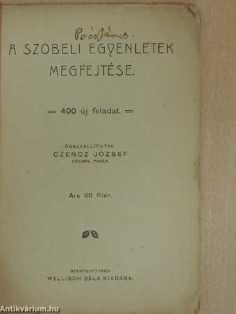 A szóbeli egyenletek megfejtése