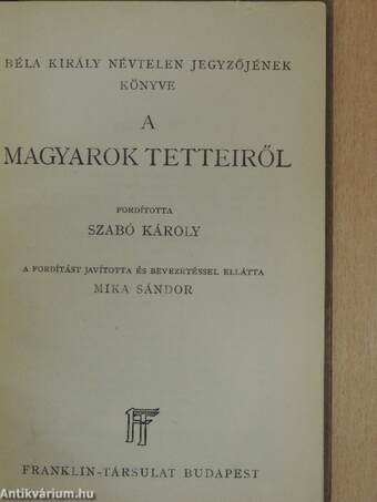 A magyarok tetteiről