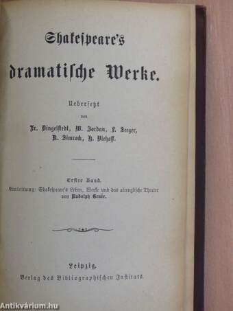 Shakespeare's dramatische Werke 1-4., 6-9. (gótbetűs)/Shakespeare's Sonette