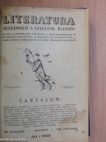 Literatura 1933. (nem teljes évfolyam)