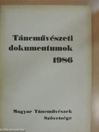 Táncművészeti dokumentumok 1986.