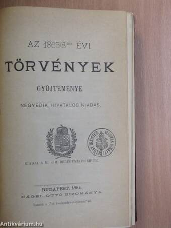 Az 1865/8-dik évi törvények gyüjteménye