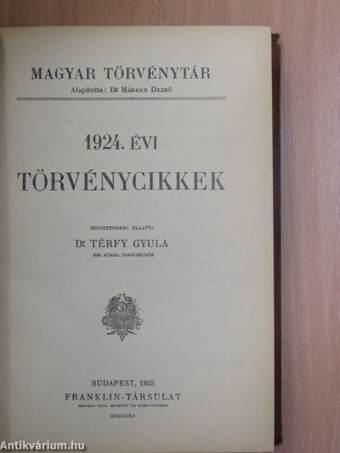 1924. évi törvénycikkek