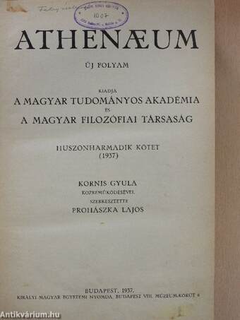 Athenaeum 1937-1938.