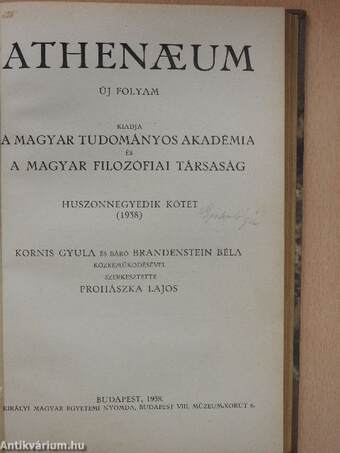 Athenaeum 1937-1938.