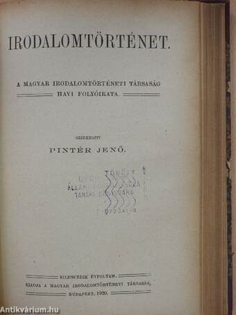 Irodalomtörténet 1919-1921. január-december