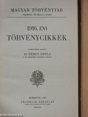 1916. évi törvénycikkek