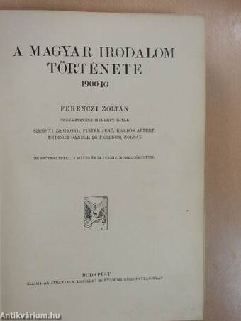 A magyar irodalom története 1900-ig