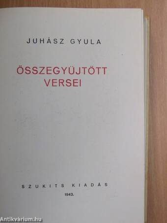 Juhász Gyula összegyüjtött versei