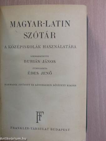 Magyar-latin/latin-magyar szótár I-II.