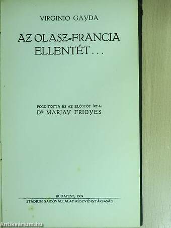 Az olasz-francia ellentét... (Tiltólistás kötet)