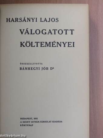 Harsányi Lajos válogatott költeményei