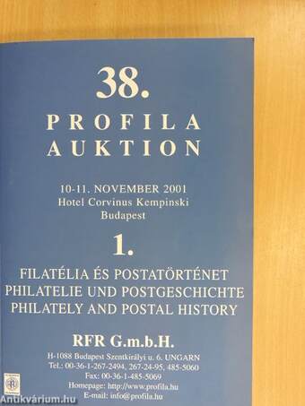 Profila Auktion 38./1. - Filatélia és postatörténet