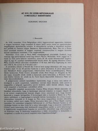 Az 1919. évi szerb népszámlálás a megszállt Baranyában