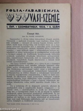 Vasi Szemle 1934. szeptember 1.