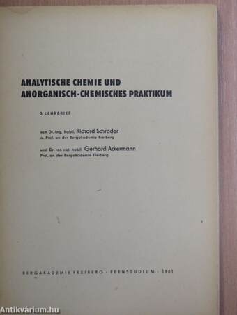 Analytische Chemie und anorganisch-chemisches Praktikum 3.