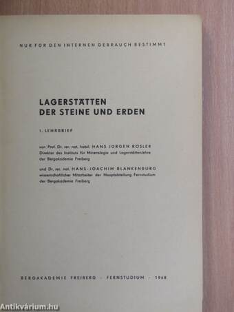 Lagerstätten der Steine und Erden 1-5.