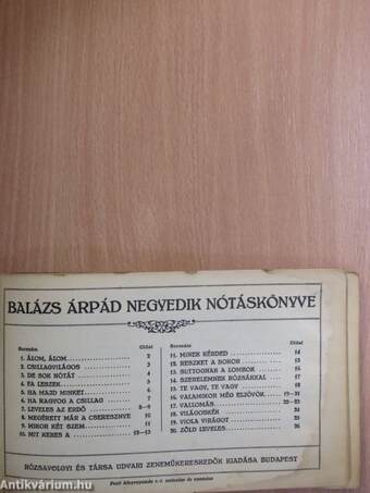 Balázs Árpád negyedik nótáskönyve