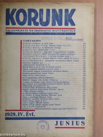 Korunk 1929. junius