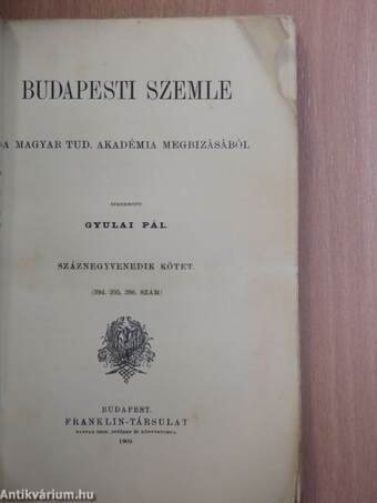 Budapesti Szemle 140. kötet 394. szám