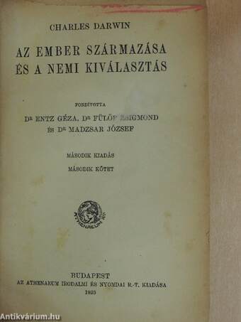 Az ember származása és a nemi kiválasztás II. (töredék)