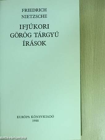 Ifjúkori görög tárgyú írások