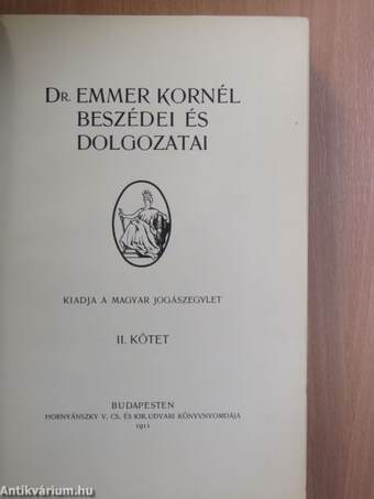 Dr. Emmer Kornél beszédei és dolgozatai II.