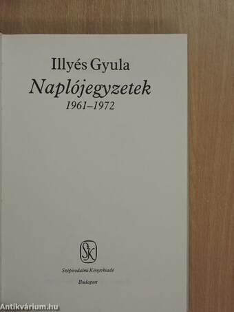 Naplójegyzetek 1961-1972