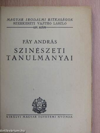 Fáy András szinészeti tanulmányai