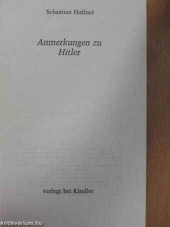 Anmerkungen zu Hitler