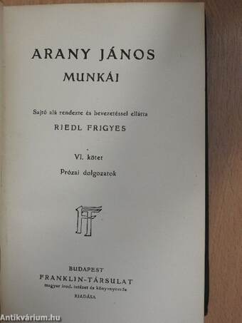 Arany János munkái VI.