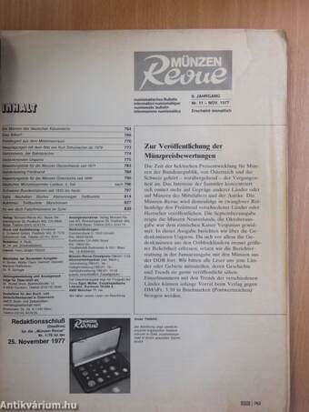 Münzen Revue Nr. 11. November 1977.