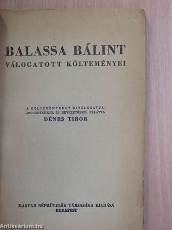 Balassa Bálint válogatott költeményei