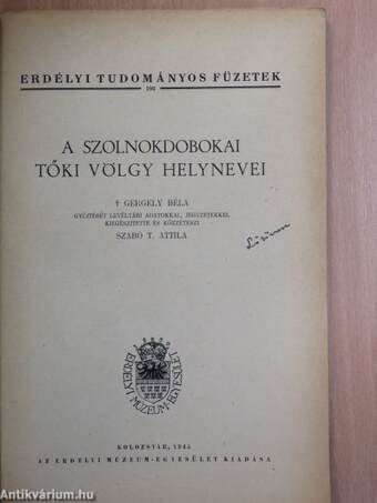 A szolnokdobokai Tőki völgy helynevei