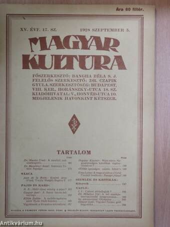 Magyar Kultúra 1928. szeptember 5.