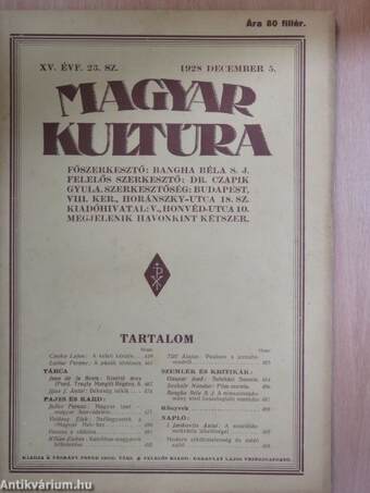 Magyar Kultúra 1928. december 5.