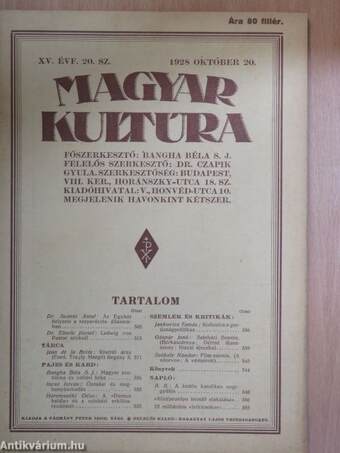 Magyar Kultúra 1928. október 20.