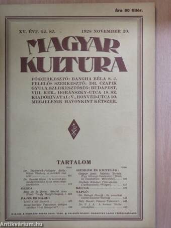 Magyar Kultúra 1928. november 20.