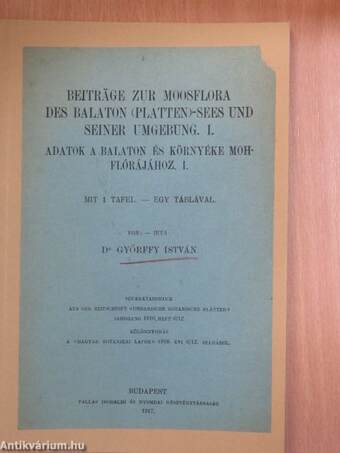 Beiträge zur Moosflora des Balaton (Platten)-Sees und seiner Umgebung I.