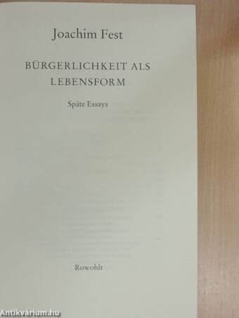 Bürgerlichkeit als Lebensform