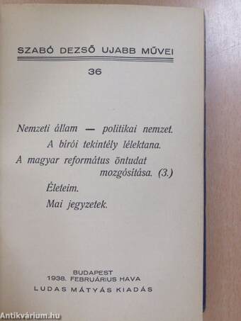 Szabó Dezső ujabb művei 34-39.