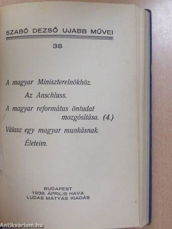 Szabó Dezső ujabb művei 34-39.