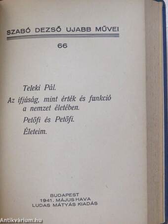 Szabó Dezső ujabb művei 64-68.