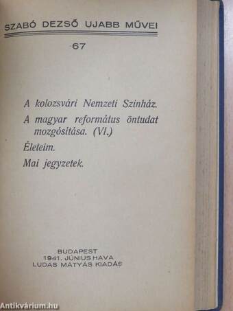Szabó Dezső ujabb művei 64-68.
