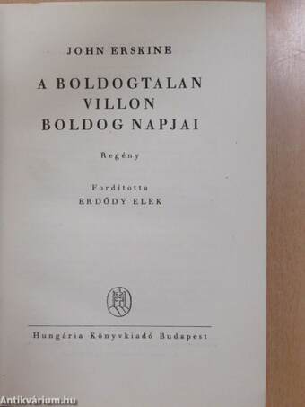 A boldogtalan Villon boldog napjai