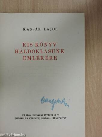 Kis könyv haldoklásunk emlékére