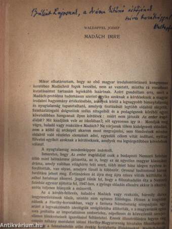 Vitaülés a Magyar Tudományos Akadémia Nagygyűlésén 1951 december 13-án (dedikált példány)